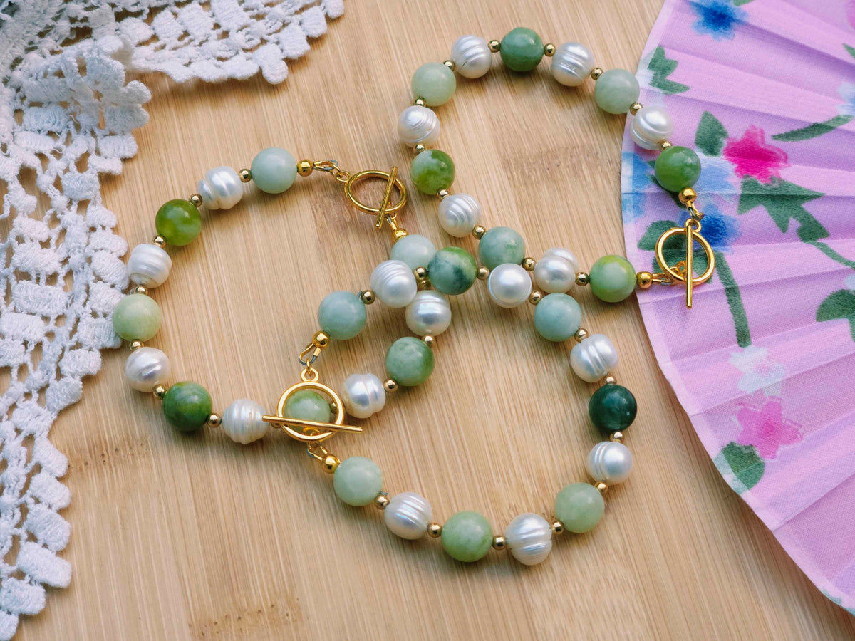 Jade and Pearl Bracelet